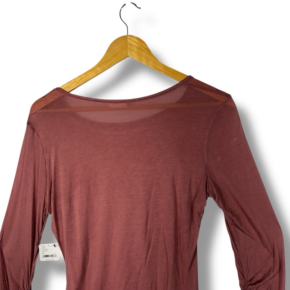 Intimately Free People Current Mood Ruched Sleeve Sheer Top, Petals, Size Medium - Picture 10 of 11